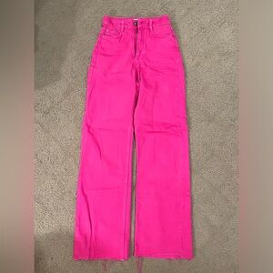 Zara pink wide leg high rise jeans